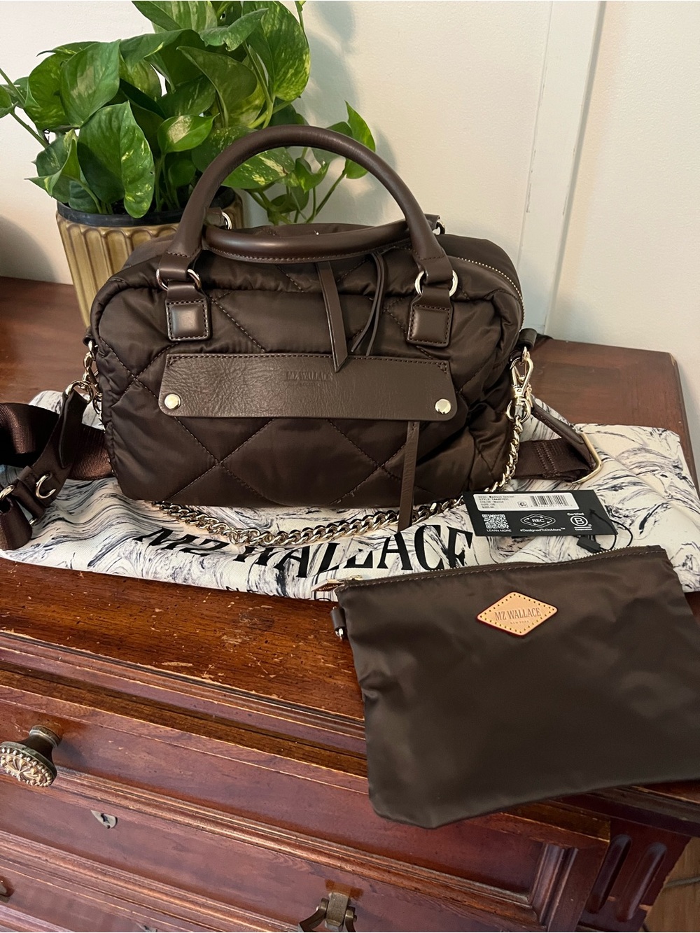 MZ Wallace Quilted Madison Satchel chain strap and crossbody strap